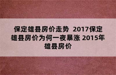 保定雄县房价走势  2017保定雄县房价为何一夜暴涨 2015年雄县房价